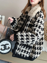 Foreign style birds thin lamb hair coat women 2021 Winter new size womens loose thick warm cotton coat