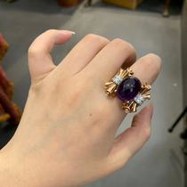 (bai old shop) 1910s French gold and platinum mixed with Amethyst diamond ring does not return or change