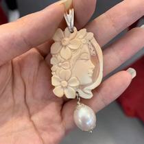 (bai old shop) beauty head Image card Mayo pearl pendant is not returned