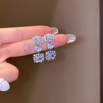 925 silver pin Korean fashion new personality geometric zircon earrings simple earrings exquisite temperament design earrings