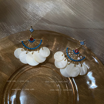 925 silver needle shell wafer earrings bohemian earrings retro net red temperament French earrings earrings jewelry women
