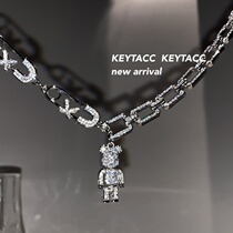 European and American fashion design diamond-encrusted butterfly bear necklace Net red temperament cold wind pendant simple personality tide pendant