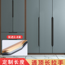 Modern and simple all-body edge-banding wardrobe door handle Thumb extension through the top of the long cabinet invisible door seam handle