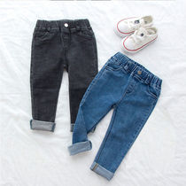 Girls jeans spring and autumn children's foreign style outer wear pants 2021 new children spring boys elastic leggings