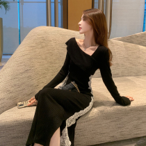 MUEL original ◆ French knit long dress womens autumn 2022 new high-grade temperament slim skirt