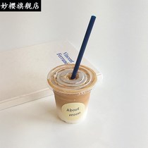 Plastic coffee cup ins Wind Net red milk tea cup disposable with lid cold drink packing take-out cup with clear