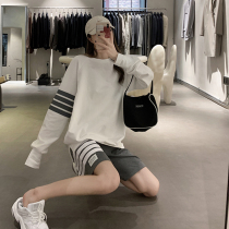 Sweater womens port wind chic summer 2021 new fashion loose Korean version casual medium long long-sleeved sports top