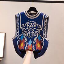 Ms. waistcoat wears 2021 new explosive knitted vest vest in spring and autumn Korean version of sweater and foreign style