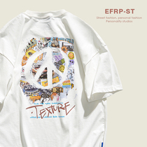 EFRP Hong Kong designer Brand creative back graffiti print t-shirt male short sleeve round collar pure cotton body shirt