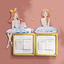 Teenage Girl Switch Patch Light Lavish Light Lavish Light Switch Protective Sheath Border Cover Socket Decoration Frame Wall Stickers Noctilucent Home Idea