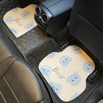 Car mat silk ring cute cartoon car mat non-slip waterproof and easy to clean dirty carpet car pedal mat women