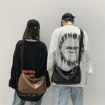 Handbag men in tide simple sentiment skewed cross tide large capacity male pu single shoulder bag female leisure slope bag