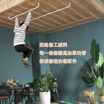 Hanging clothes shelf hanging wall single pole type wall hanging clothes rod outdoor need to be punched Top hanging coat rod balcony hanging clothes