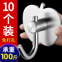 Stainless steel hooks Sticky Hook Powerful Load-bearing Free of perforated adhesive Viscose Kitchen Single Hook Bathroom Wall Hook