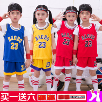 Short-sleeved basketball suits childrens suits for boys and girls fake two jerseys Kindergarten performance uniforms Student custom training uniforms