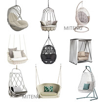 Outdoor hanging chair hanging basket combination rattan chair swing Nordic home indoor balcony lazy Net red birds nest chair cradle