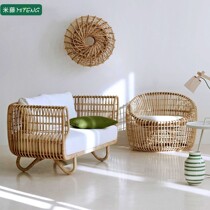 Outdoor sofa wok chair coffee table combination simple leisure Indonesia real Vine homestay balcony furniture Villa indoor chair