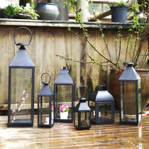 Eurostyle candle holder candle lamp shade iron art windproof wind lamp horse light floor patio-like plate room adornment glass lantern