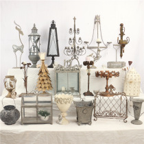 Solitary collection-American retro to make old iron art ancient wind folk Cebu Home Decorative Handicraft Candle Desk Tabletop Pendulum