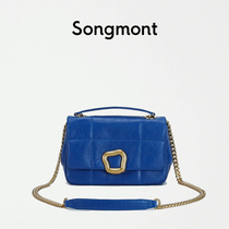 songmont small chocolate bag series designer Klein blue shoulder slung chain small square bag