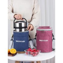 Lunch bag portable round insulated barrel insulated bag aluminum foil thickened rice bag tote bag lunch box bag