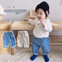 Chen Ma baby pants autumn wear foreign loose soft jeans female baby spring and autumn casual trousers handsome man