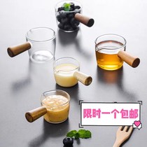 Creative glass jug small Milk Cup wooden handle milk jar Milk Cup dipping plate seasoning small plate steak Western juice bucket