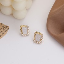  S925 silver needle French elegant gentle square pearl earrings 2020 new trendy earrings female temperament D228