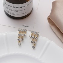 S925 silver-plated needle Korean Dongdaemun diamond-set asymmetrical earrings womens 2020 new trendy quality earrings A129