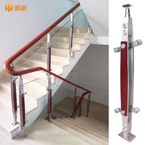 304 stainless steel clip solid wood stair handrail diamond hanging glass fence column indoor and outdoor railing balcony guardrail