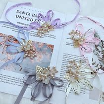 Rhinestone wedding corsage bridegroom bride wedding full family parents welcome pin relatives groomsman bridesmaid flower Flower