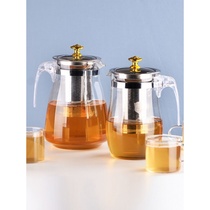 Tea set flower teapot with teacup tea tray set filter transparent glass bubble teapot tea water separation household pot set H