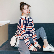 Pregnant women autumn knitted sweater set 2021 autumn and winter New Tide mother hipster sweater cotton two-piece