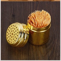    High-grade gold stainless steel toothpick tube Hotel hotel metal toothpick box Label language pickled to the partition 