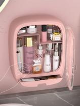 Punch-free wall-mounted toilet wash table cosmetics rack bathroom toilet sink wash towel storage box