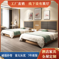 Hotel furniture Standard room Full set of custom hotel bed Hotel bed Standard room Double bed room bed Apartment bed and breakfast furniture