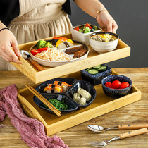 Japanese underglaze ceramic tableware household breakfast split fat fat reduction plate partition plate separate plate one person food set Restaurant