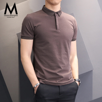 Polo shirt mens short sleeve summer mens slim business casual Paul mens lapel ice T-shirt Half sleeve T-shirt