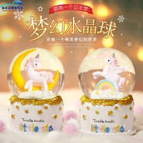 Crystal ball music box DIY handmade music box with snowflake girl exquisite Birthday New Year small gift Best friend