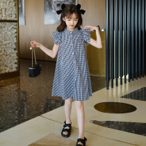 Girls summer dress Korean version of the dress 2021 new girl plaid dress in the big child net red sleeveless princess dress