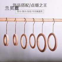 Clothing Shop S Hook Beech Wood Log Ring Rings Rings Multifunction Solid Wood Hook Cirque Scarlet Scarves Tie Hanger