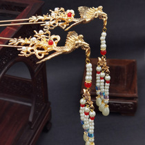Palace retro exquisite pearl tassel Phoenix Hairpin headdress U-shaped hairpin costume Hanfu Tang Feng Imperial Concubine styling accessories