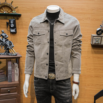 Mens spring autumn season new frosted leather jacket trendy jacket with American vintage retro-collar tooling locomotive leather jacket