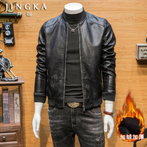 Spring and Autumn Leather Men 2021 New Korean Trend Slim Baseball Collar Thick Coat Winter Plus Flint Locomotive Leather Jacket