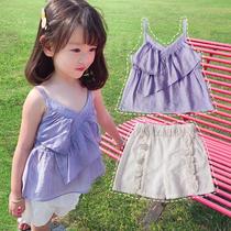 Girl set 2021 summer new Korean baby Foreign style camisole vest shorts two-piece baby set tide