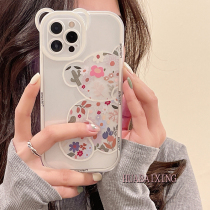 Cute Cartoon Transparent Broken Flowers Small Bear Apply iphone13promax Apple 12 11 Phone Shell New 13pro Silicone Xsxsmax Idea 8p