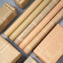 Creative retro Kraft paper wrapping paper background paper bag book cover birthday gift gift box English newspaper thickening
