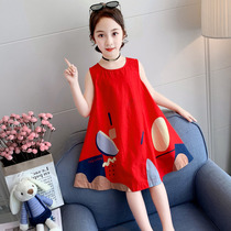 South Korean girls dress dress 2022 Summer clothes new foreign air sleeveless child skirt little girls summer princess dress