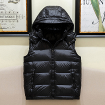 Down vest men men autumn and winter 2021 new horse clip casual big goose down removable hat warm vest waistcoat shoulder size
