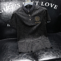 Bronzing printed polo shirt male Chauded high end Grand-card clothing Skin Paul Shirt-ins Summer men short sleeve t-shirt